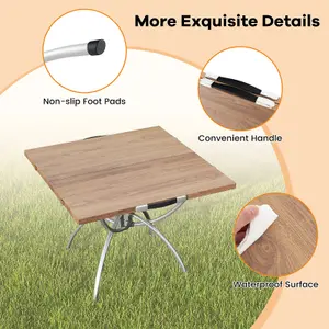 Costway 2 PCS Foldable Camping Table Lightweight Aluminum Picnic Table W/ Carry Bag