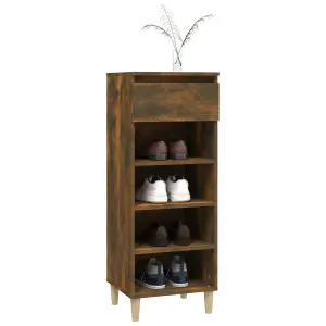 Berkfield Shoe Cabinet Smoked Oak 40x36x105 cm Engineered Wood