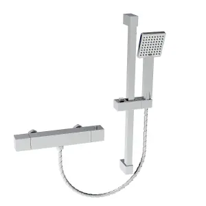 Nes Home Chrome Square Thermostatic Mixer With Slider Rail & Handset