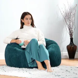 icon Kingston Classic Corduroy Bean Bag & Pouffe Teal Green Bean Bag Chair