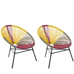 Set of 2 Garden Chairs ACAPULCO PE Rattan Yellow