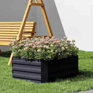 100cm W x 100cm D Galvanized Square Outdoor Raised Garden Bed Planter Box in Black