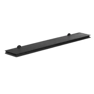 Hamish Wall Shelf Solid Wood Black Floating Shelf Living Bedroom Kitchen Wall Mounted Wooden Shelves - Large