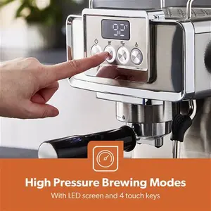 Geepas Espresso Coffee Machine With Milk Frother, 20 Bar Pressure - 1.8L Detachable Water Tank, 1465W, Grey Geepas