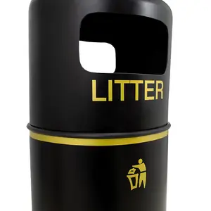 Eco Recycled Hooded Top Litter Bin - 90 Litre - Plastic Liner