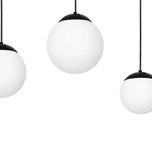 Milagro Lima Hand Made Designer Triple Pendant Lamp Matt Black And Cool White