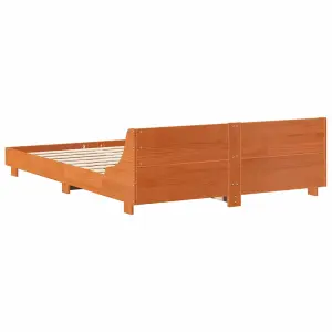 Berkfield Bed Frame without Mattress Wax Brown 150x200 cm King Size Solid Wood Pine