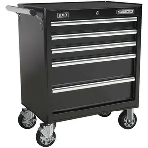 5 Drawer Black Portable Tool Chest with Locking Mobile Storage