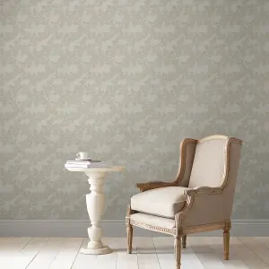 Laura Ashley Burnham Dove grey Trail Smooth Wallpaper Sample