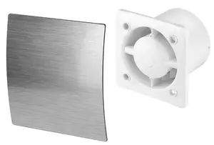 Awenta 100mm Pull Cord Extractor Fan Silver ABS Front Panel ESCUDO Wall Ceiling Ventilation