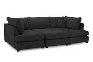 U Shape Cinema Sofa Black Full Back