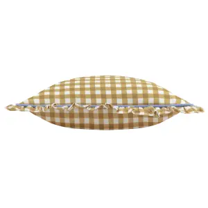 furn. Maude Gingham Reversible Piped Feather Filled Cushion