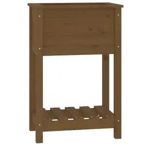 Berkfield Planter with Shelf Honey Brown 54x34.5x81 cm Solid Wood Pine