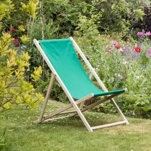 Harbour Housewares - Folding Wooden Deck Chairs - Green - Pack of 4