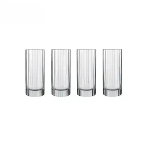 Luigi Bormioli Bach Clear Round Crystal Dishwasher Safe Hi-Ball Cocktail Water Glass Set Pack of 4