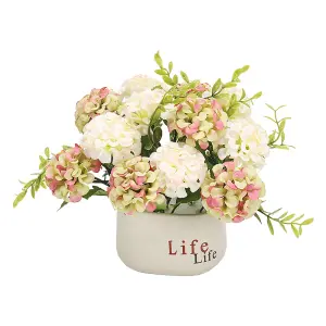 Potted Artificial Flower Ornaments Hydrangea Flower in Ceramic Planter for Tabletop Decoration 20cm (W)