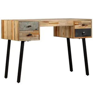 Berkfield Writing Desk Solid Reclaimed Teak 110x50x76 cm