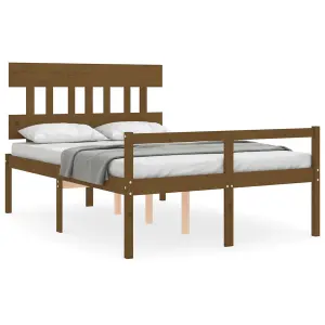 Berkfield Bed Frame with Headboard Honey Brown 140x190 cm Solid Wood