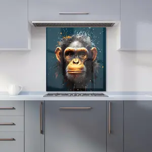 Splashart Realistic Monkey Face Premium Glass Kitchen Splashback W600mm x H750mm