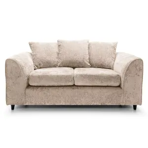 Monaco Chenille Fabric 2 Seater Sofa Beige Scatter Back