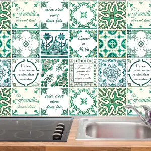 Walplus French Quote Classic Green Tile Stickers PVC