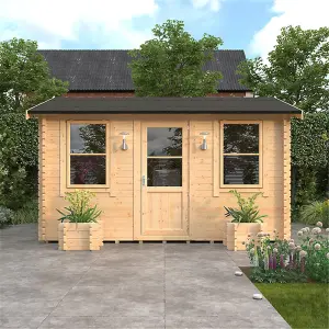 14ft x 14ft (4150mm x 4150mm) Horsforth "The Springfield Plus" 44mm Log Cabin With 2 Opening Window