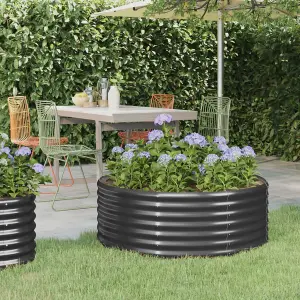 Berkfield Garden Planter Powder-coated Steel 100x100x36 cm Anthracite