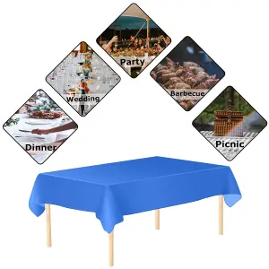 Royal Blue Plastic Table Cover, Disposable Wipe Clean Waterproof Tablecloth - 54"x108"