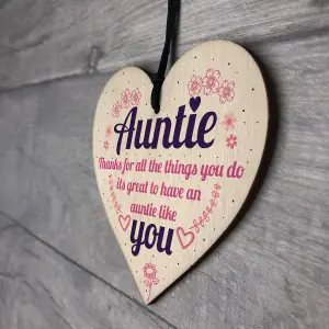 Red Ocean Aunties Like YOU Auntie Present Shabby Chic Wooden Hanging Heart Aunt Sign Friendship Love Gift