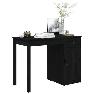 Berkfield Desk Black 100x50x75 cm Solid Wood Pine