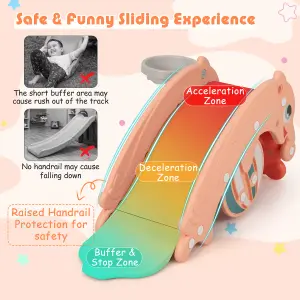 Costway 3-in-1 Kids Slide Rocking Horse Toy Set Indoor Kids Rocking Sliding Climbing Toy