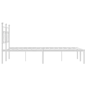 Berkfield Metal Bed Frame without Mattress with Headboard White 150x200cm