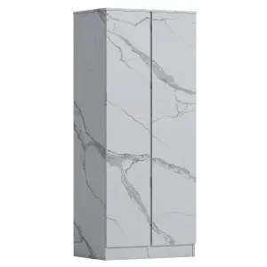 ZITA - 2 Door Plain Wardrobe in Matt White Marble Effect