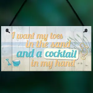 Red Ocean Cocktail In My Hand Hanging Plaque Nautical Decor Sign Beach Seaside Kitchen Birthday Home Gift