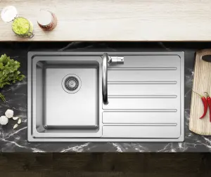 Clearwater Solar 1 Bowl and Right Hand Drainer Stainless Steel Kitchen Sink 860x500mm - SO86R