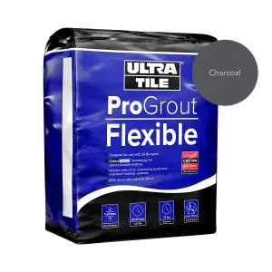 UltraTile ProGrout Flexible Waterproof All Purpose Tile Grout, 3kg - Charcoal Grey