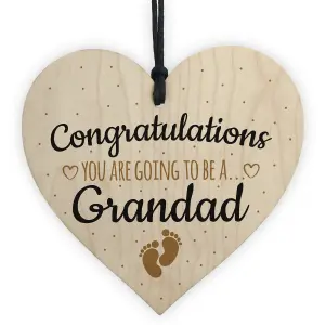 Red Ocean Handmade Pregnancy Announcent Gift Wooden Heart Congratulations Grandad Dad From Bump Gifts