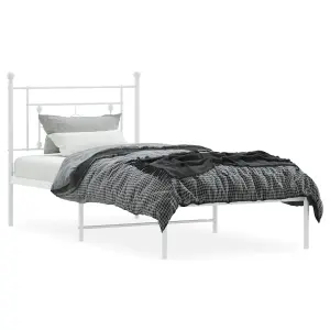 Berkfield Metal Bed Frame without Mattress with Headboard White 90x200cm