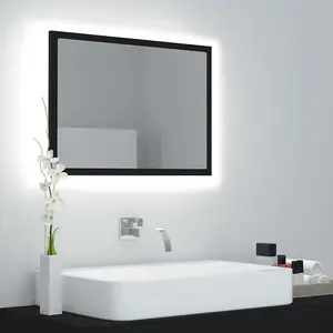 Berkfield LED Bathroom Mirror Black 60x8.5x37 cm Engineered Wood