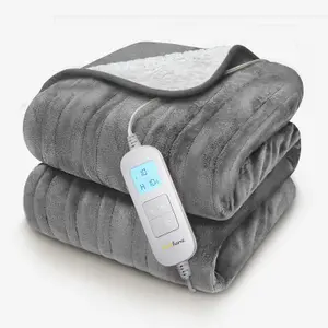 Cosi Home Fleece & Sherpa Electric Heated Throw - Grey