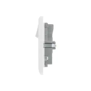 LAP White Double 13A Raised slim Switched Screwed Socket with USB, x2 & White inserts