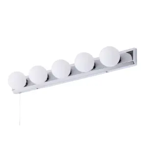 Litecraft Tasmieno Chrome 5 Lamp Hollywood Style Bathroom Wall Light