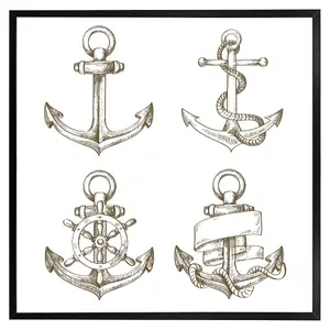 Drawn anchors (Picutre Frame) / 20x20" / Black