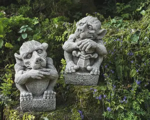 Pair of 'Sword and Shield' Gargoyles Statues