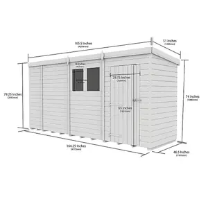 DIY Sheds 14x4 Pent Shed - Single Door With Windows