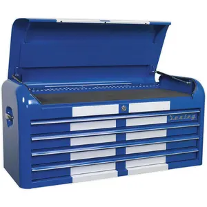 Retro Blue 4 Drawer Tool Chest with Lockable Storage - 1080 x 450 x 495mm