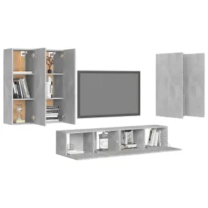 Berkfield 6 Piece TV Cabinet Set Concrete Grey Engineered Wood