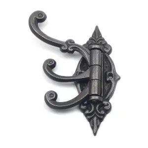 Oakcrafts - Antique Iron Triple Swivel Hat and Coat Hook