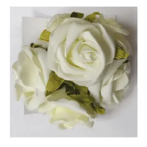 ROSE BOX - Flower: Rose Head: Polyfoam: Pack of 6: Cream - Occasions -- Bulk