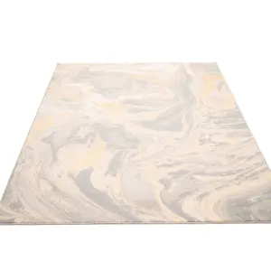 Silver Brown Metallic Marble Lustre Sheen Rug 190x280cm